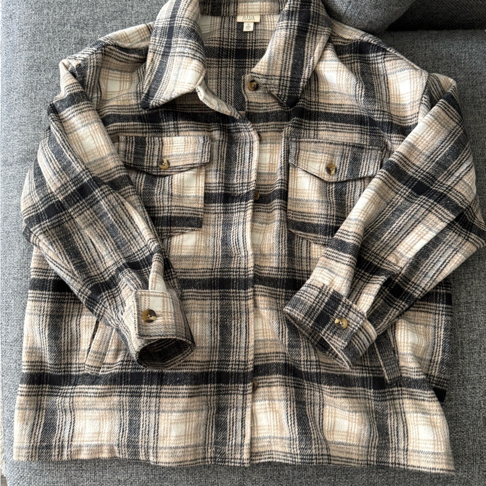 Plaid Button-Up Jacket - image 1